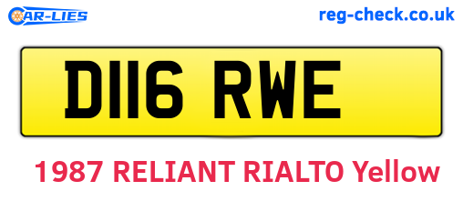 D116RWE are the vehicle registration plates.