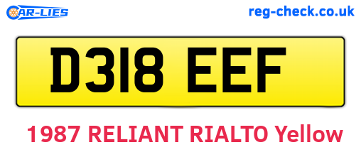 D318EEF are the vehicle registration plates.