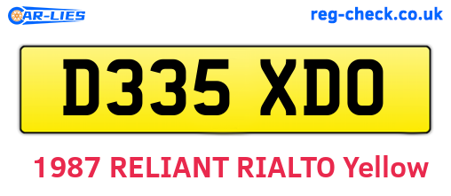 D335XDO are the vehicle registration plates.