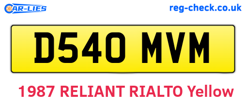 D540MVM are the vehicle registration plates.