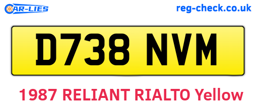 D738NVM are the vehicle registration plates.