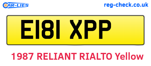E181XPP are the vehicle registration plates.