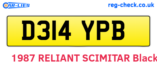 D314YPB are the vehicle registration plates.