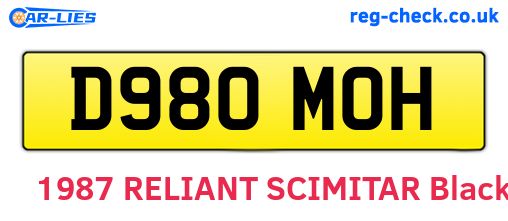 D980MOH are the vehicle registration plates.