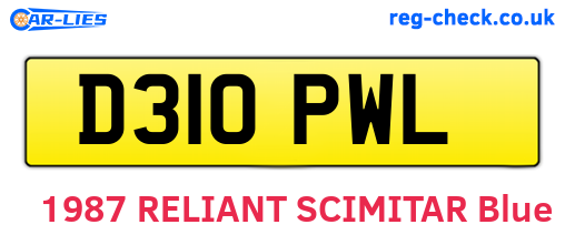 D310PWL are the vehicle registration plates.