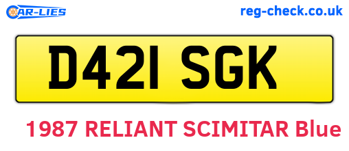 D421SGK are the vehicle registration plates.