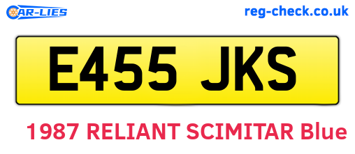 E455JKS are the vehicle registration plates.
