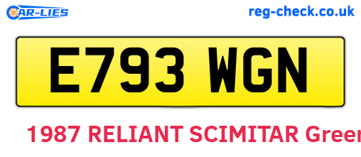 E793WGN are the vehicle registration plates.