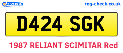 D424SGK are the vehicle registration plates.