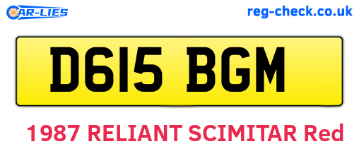 D615BGM are the vehicle registration plates.