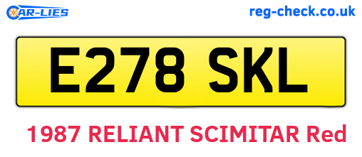 E278SKL are the vehicle registration plates.