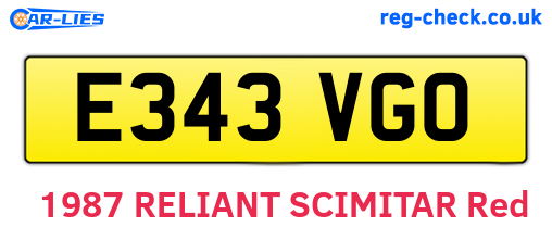 E343VGO are the vehicle registration plates.