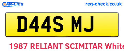D44SMJ are the vehicle registration plates.