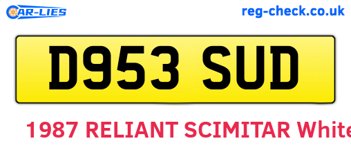 D953SUD are the vehicle registration plates.