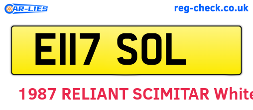 E117SOL are the vehicle registration plates.
