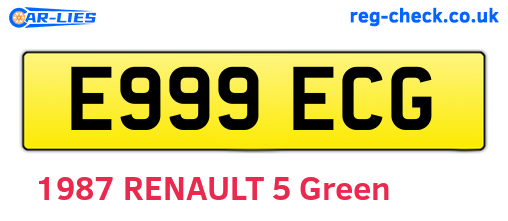 E999ECG are the vehicle registration plates.