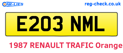E203NML are the vehicle registration plates.