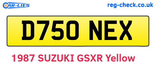 D750NEX are the vehicle registration plates.