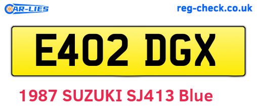E402DGX are the vehicle registration plates.