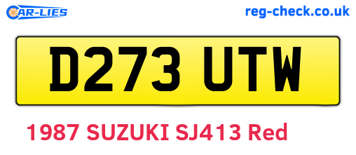 D273UTW are the vehicle registration plates.