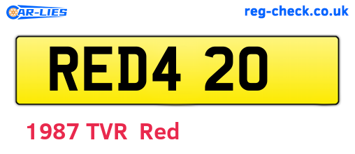 RED420 are the vehicle registration plates.