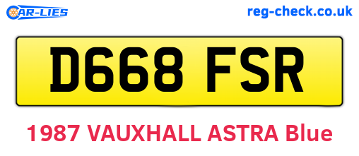 D668FSR are the vehicle registration plates.