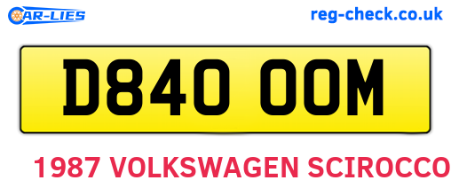 D840OOM are the vehicle registration plates.