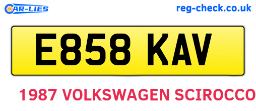 E858KAV are the vehicle registration plates.