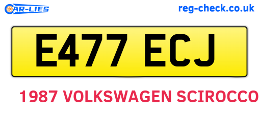 E477ECJ are the vehicle registration plates.