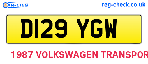 D129YGW are the vehicle registration plates.