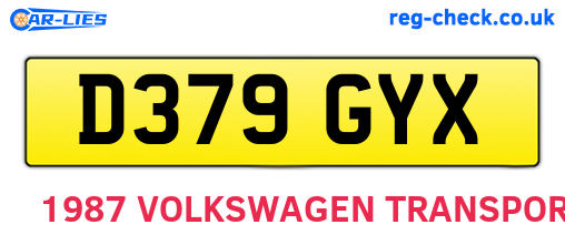 D379GYX are the vehicle registration plates.