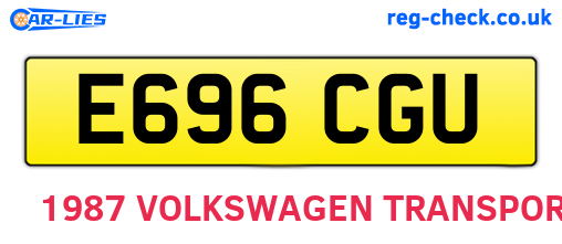 E696CGU are the vehicle registration plates.