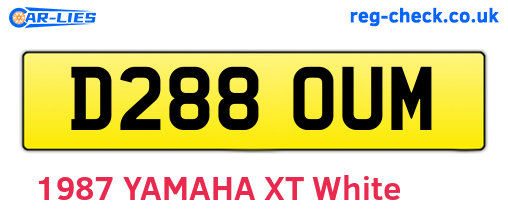 D288OUM are the vehicle registration plates.
