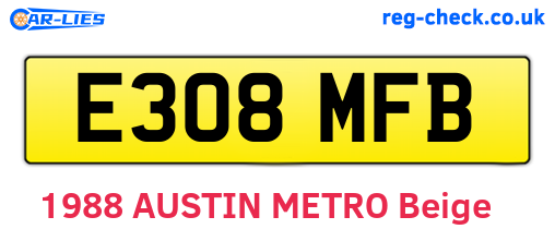 E308MFB are the vehicle registration plates.