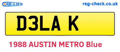 D3LAK are the vehicle registration plates.