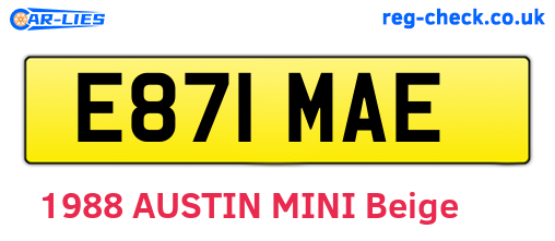 E871MAE are the vehicle registration plates.
