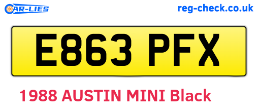 E863PFX are the vehicle registration plates.