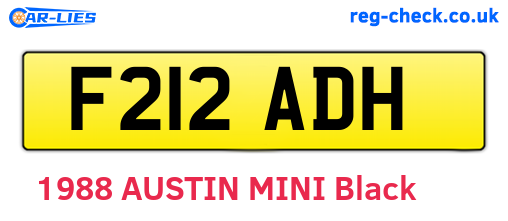 F212ADH are the vehicle registration plates.