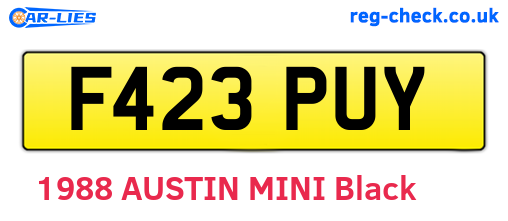 F423PUY are the vehicle registration plates.