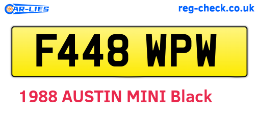 F448WPW are the vehicle registration plates.