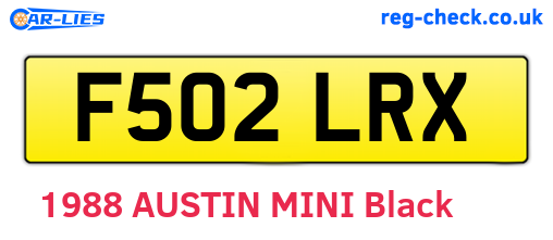 F502LRX are the vehicle registration plates.