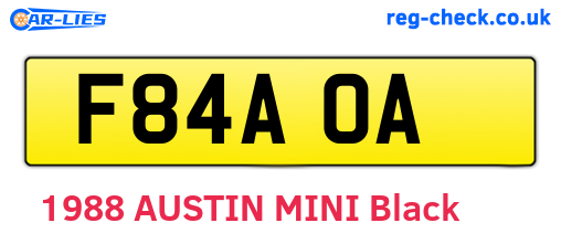 F84AOA are the vehicle registration plates.