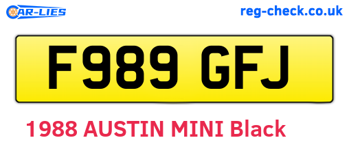 F989GFJ are the vehicle registration plates.
