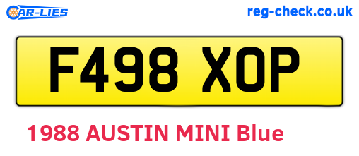 F498XOP are the vehicle registration plates.