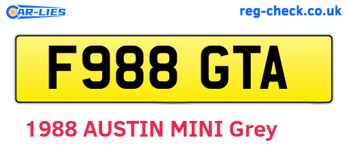 F988GTA are the vehicle registration plates.