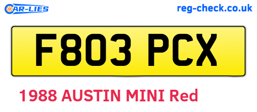 F803PCX are the vehicle registration plates.
