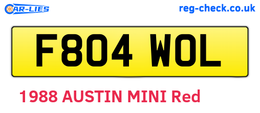 F804WOL are the vehicle registration plates.