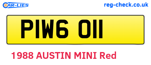PIW6011 are the vehicle registration plates.