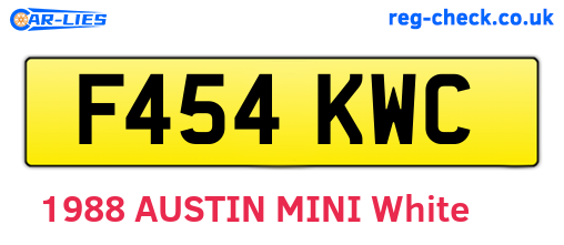 F454KWC are the vehicle registration plates.