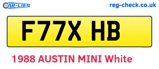 F77XHB are the vehicle registration plates.